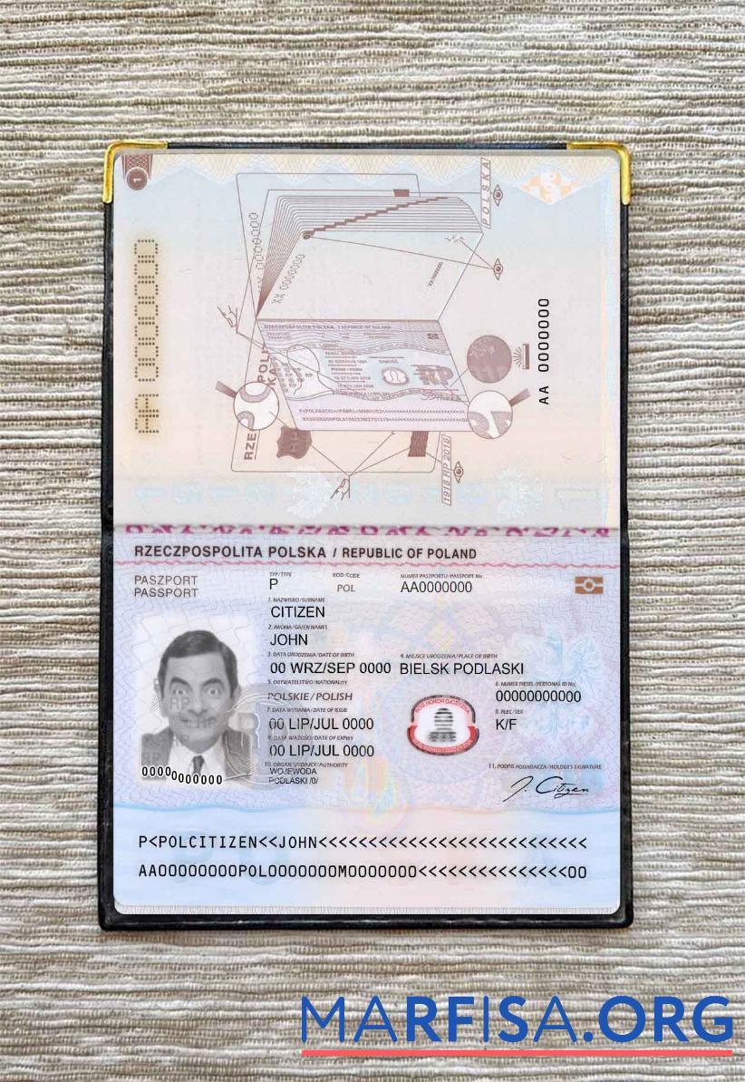 Printable Poland passport 2018+ photo look template